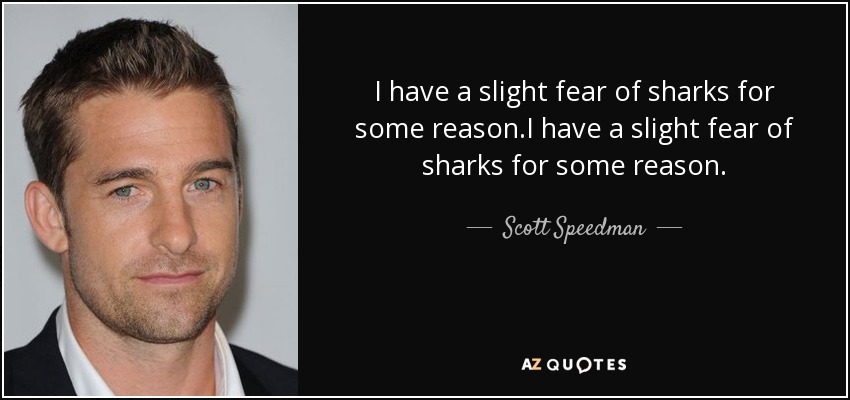 I have a slight fear of sharks for some reason.I have a slight fear of sharks for some reason. - Scott Speedman