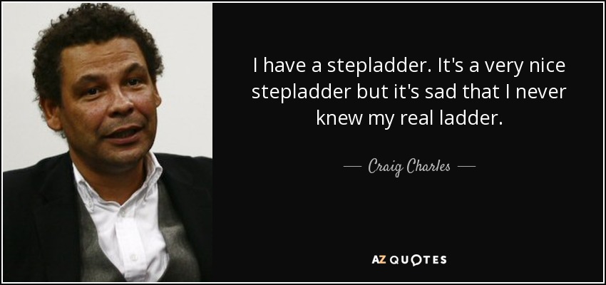 I have a stepladder. It's a very nice stepladder but it's sad that I never knew my real ladder. - Craig Charles