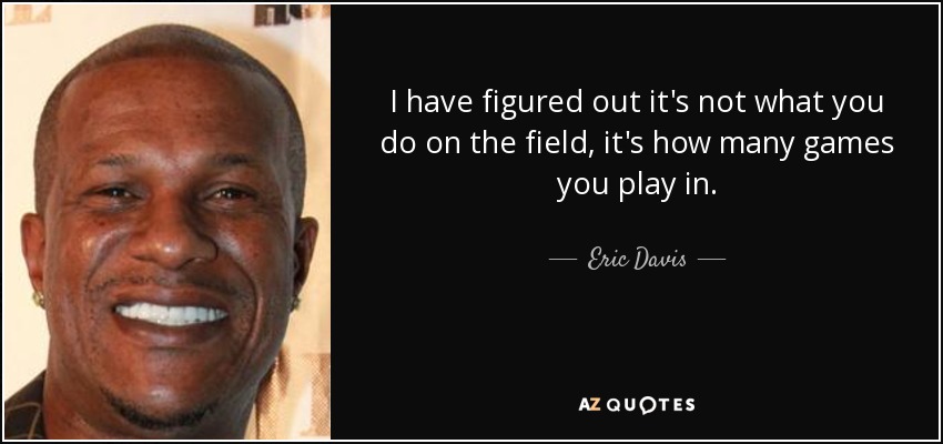 I have figured out it's not what you do on the field, it's how many games you play in. - Eric Davis