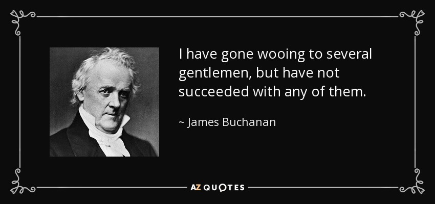 I have gone wooing to several gentlemen, but have not succeeded with any of them. - James Buchanan
