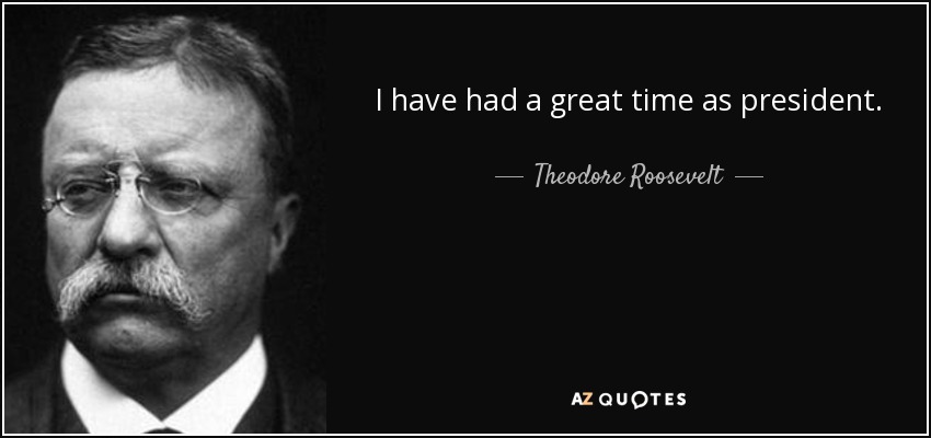 I have had a great time as president. - Theodore Roosevelt