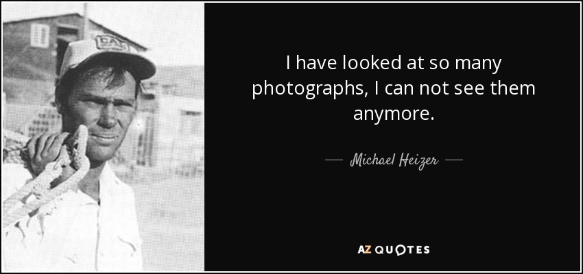 I have looked at so many photographs, I can not see them anymore. - Michael Heizer