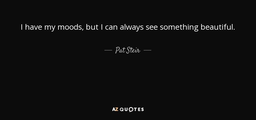 I have my moods, but I can always see something beautiful. - Pat Steir