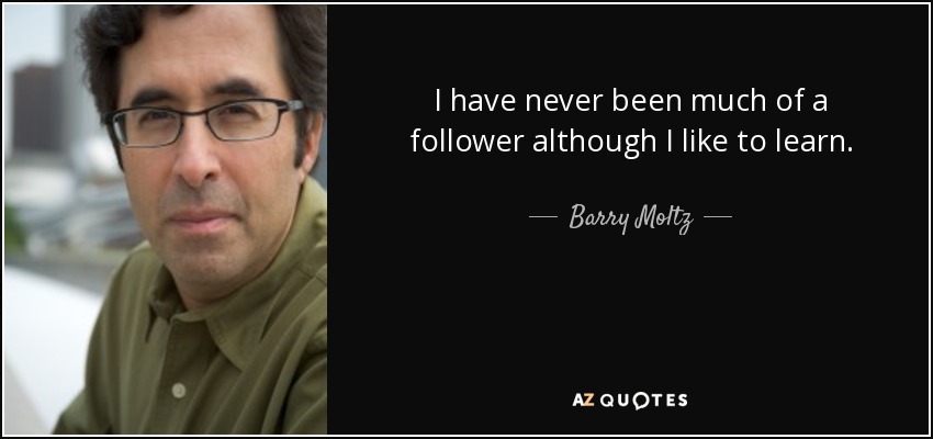 I have never been much of a follower although I like to learn. - Barry Moltz