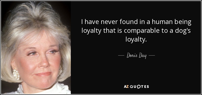I have never found in a human being loyalty that is comparable to a dog's loyalty. - Doris Day