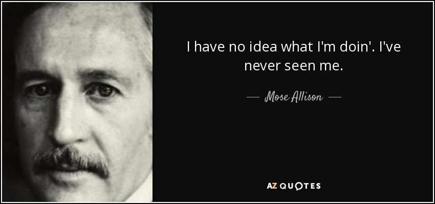 I have no idea what I'm doin'. I've never seen me. - Mose Allison