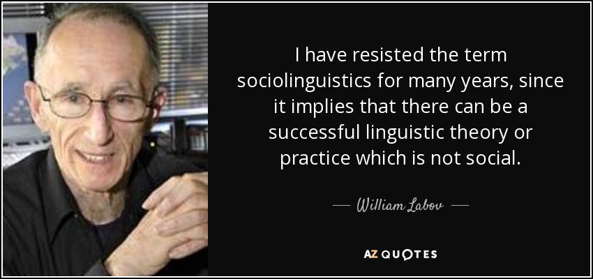I have resisted the term sociolinguistics for many years, since it implies that there can be a successful linguistic theory or practice which is not social. - William Labov