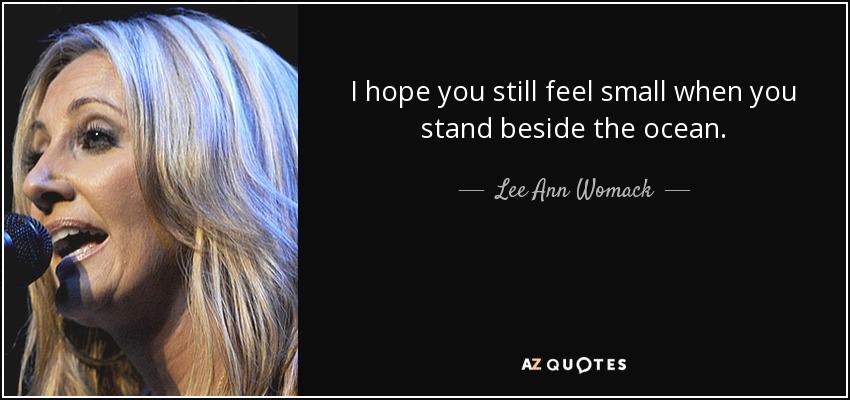 I hope you still feel small when you stand beside the ocean. - Lee Ann Womack