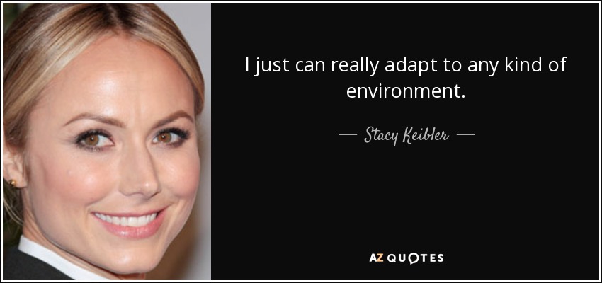 I just can really adapt to any kind of environment. - Stacy Keibler