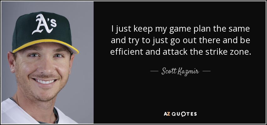 I just keep my game plan the same and try to just go out there and be efficient and attack the strike zone. - Scott Kazmir
