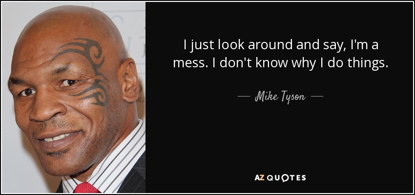 I just look around and say, I'm a mess. I don't know why I do things. - Mike Tyson