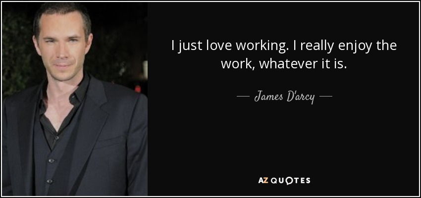 I just love working. I really enjoy the work, whatever it is. - James D'arcy