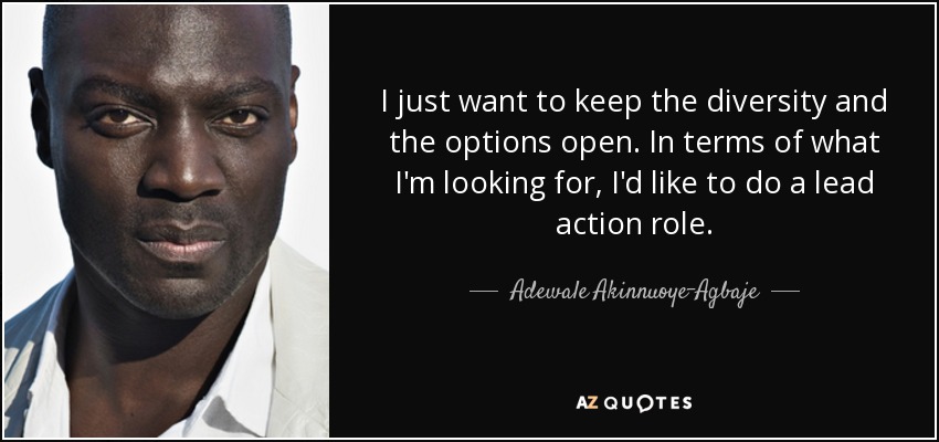 I just want to keep the diversity and the options open. In terms of what I'm looking for, I'd like to do a lead action role. - Adewale Akinnuoye-Agbaje
