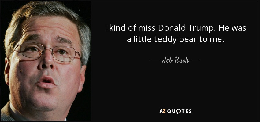 I kind of miss Donald Trump. He was a little teddy bear to me. - Jeb Bush