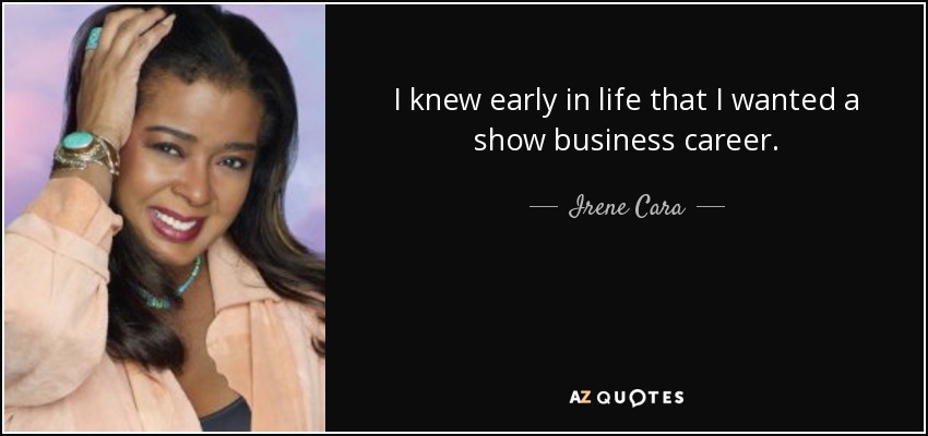 I knew early in life that I wanted a show business career. - Irene Cara