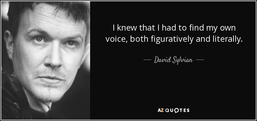 I knew that I had to find my own voice, both figuratively and literally. - David Sylvian