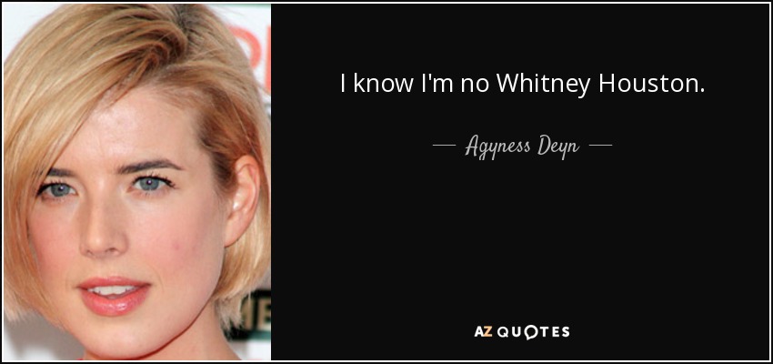 I know I'm no Whitney Houston. - Agyness Deyn