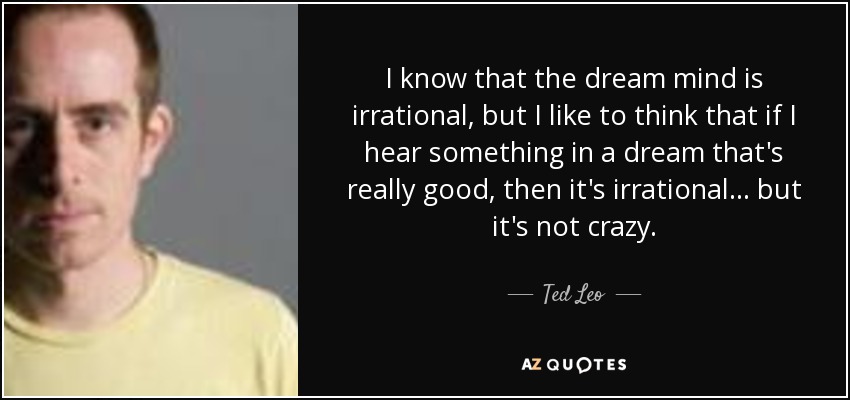 I know that the dream mind is irrational, but I like to think that if I hear something in a dream that's really good, then it's irrational... but it's not crazy. - Ted Leo