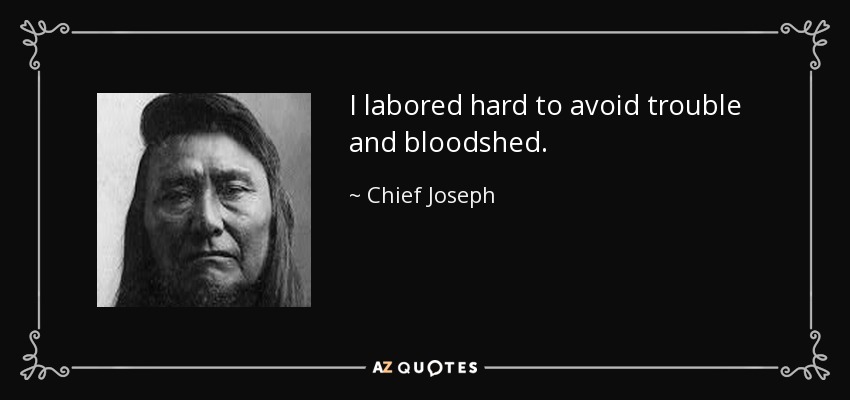 I labored hard to avoid trouble and bloodshed. - Chief Joseph