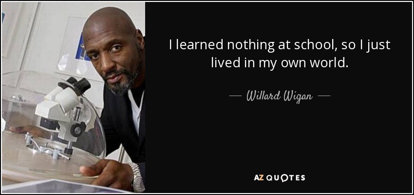 I learned nothing at school, so I just lived in my own world. - Willard Wigan