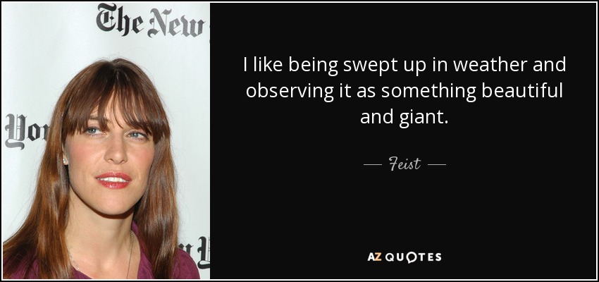 I like being swept up in weather and observing it as something beautiful and giant. - Feist