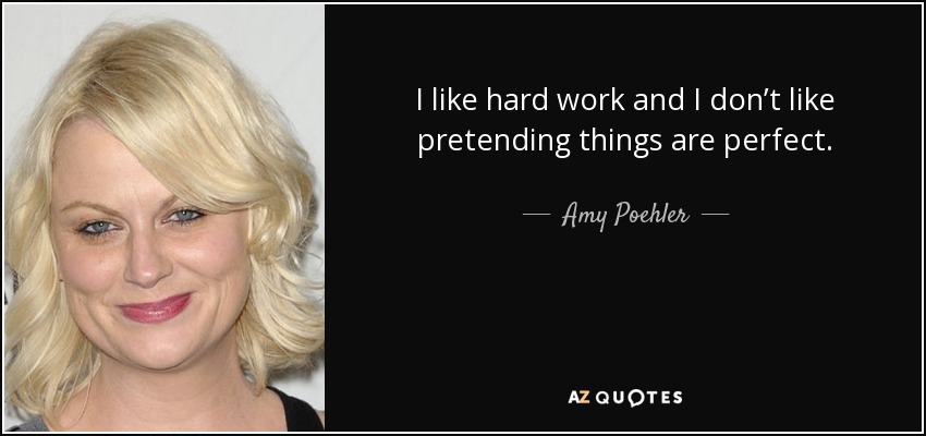 I like hard work and I don’t like pretending things are perfect. - Amy Poehler