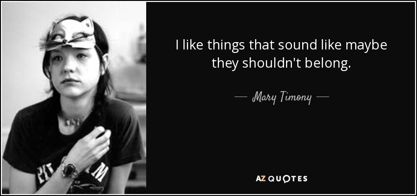 I like things that sound like maybe they shouldn't belong. - Mary Timony