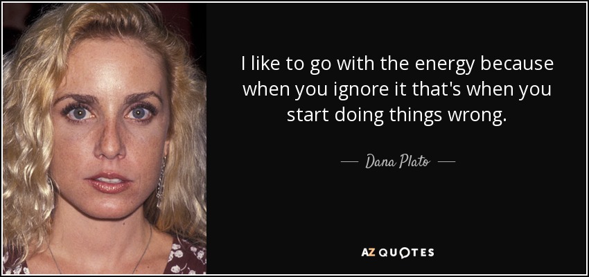 I like to go with the energy because when you ignore it that's when you start doing things wrong. - Dana Plato