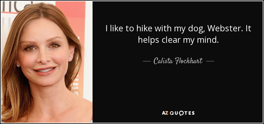I like to hike with my dog, Webster. It helps clear my mind. - Calista Flockhart