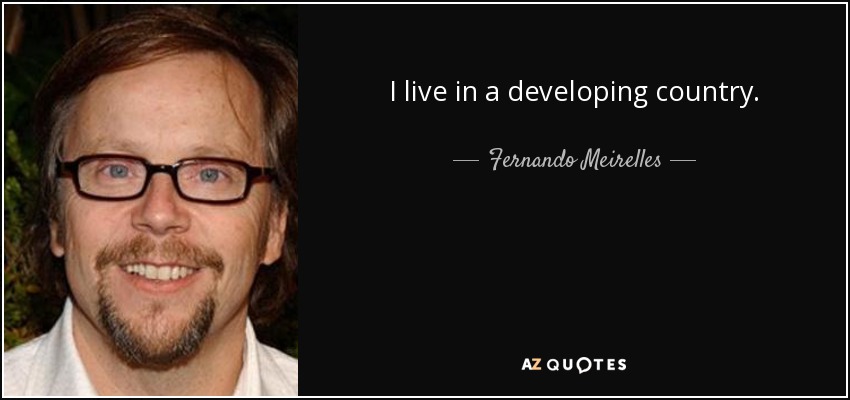 I live in a developing country. - Fernando Meirelles