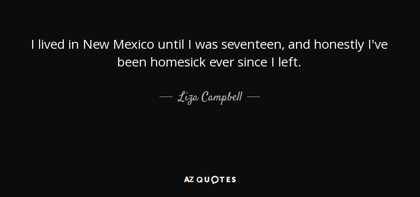 I lived in New Mexico until I was seventeen, and honestly I've been homesick ever since I left. - Liza Campbell