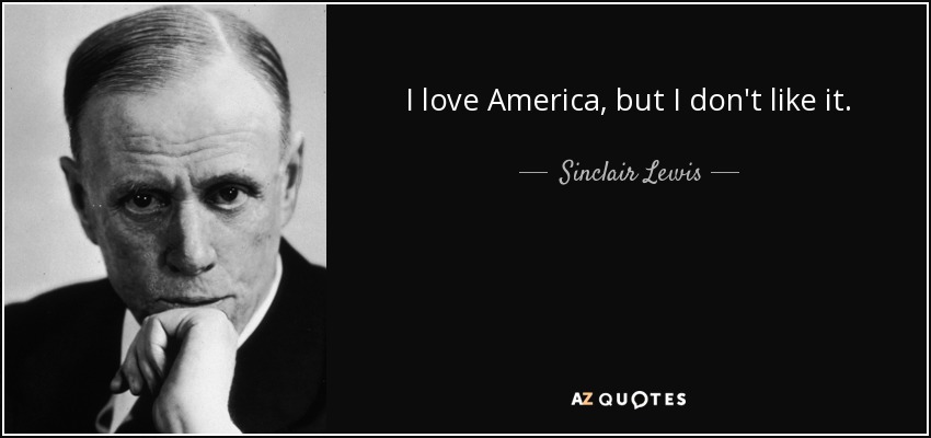 I love America, but I don't like it. - Sinclair Lewis