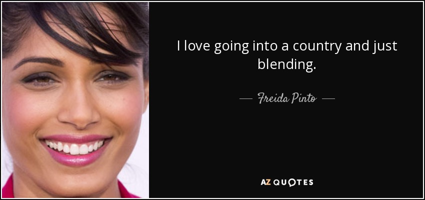 I love going into a country and just blending. - Freida Pinto