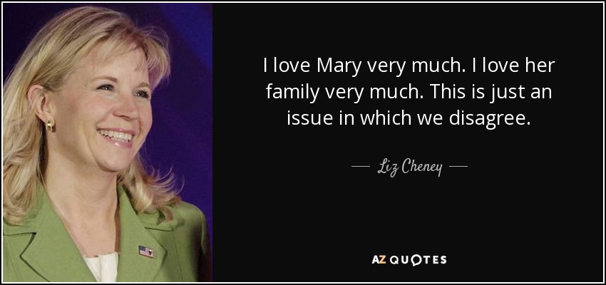 I love Mary very much. I love her family very much. This is just an issue in which we disagree. - Liz Cheney