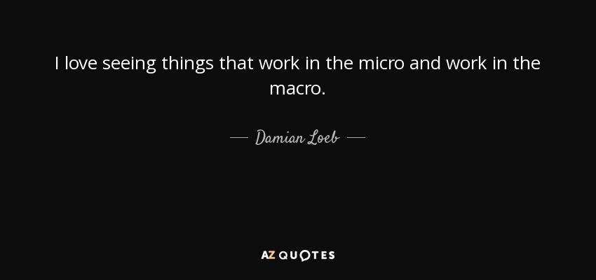I love seeing things that work in the micro and work in the macro. - Damian Loeb
