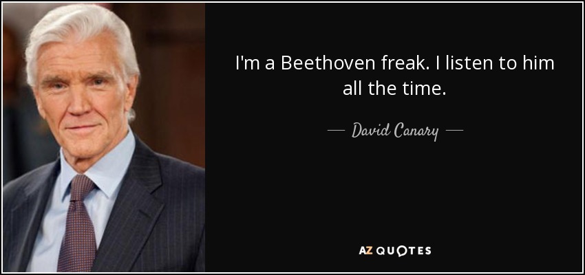 I'm a Beethoven freak. I listen to him all the time. - David Canary
