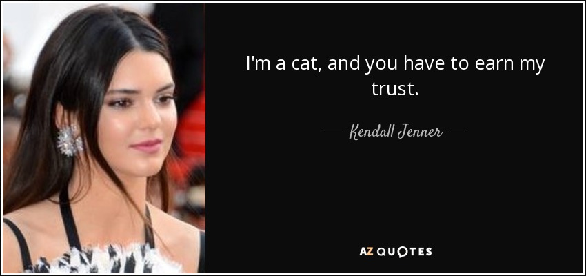 I'm a cat, and you have to earn my trust. - Kendall Jenner