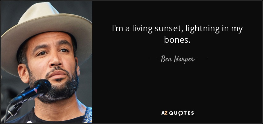 I'm a living sunset, lightning in my bones. - Ben Harper