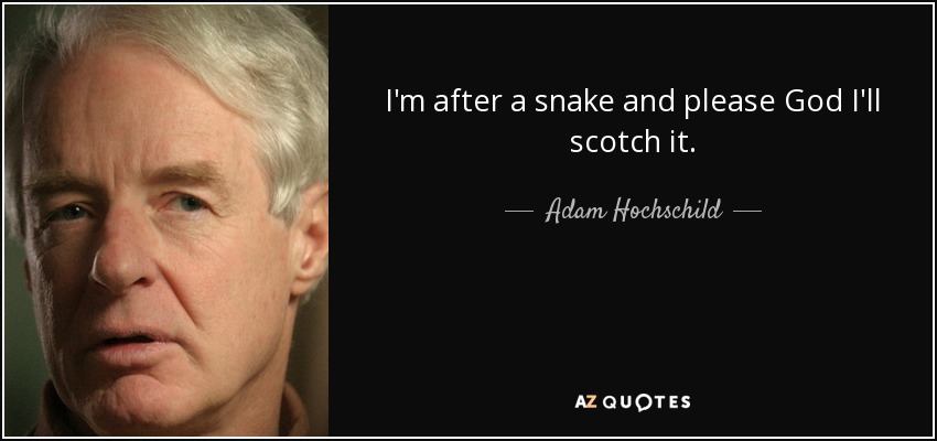 I'm after a snake and please God I'll scotch it. - Adam Hochschild