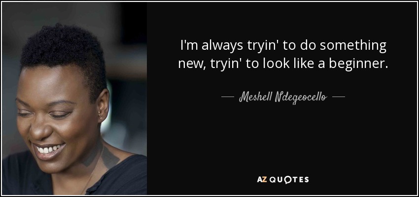 I'm always tryin' to do something new, tryin' to look like a beginner. - Meshell Ndegeocello