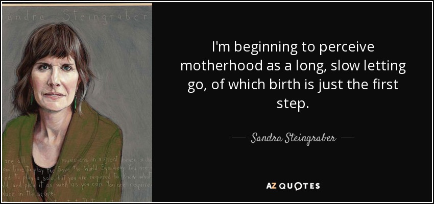 I'm beginning to perceive motherhood as a long, slow letting go, of which birth is just the first step. - Sandra Steingraber