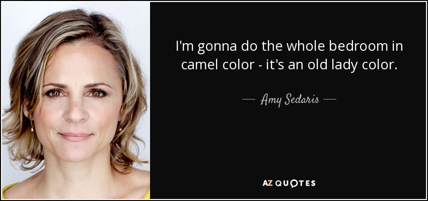 I'm gonna do the whole bedroom in camel color - it's an old lady color. - Amy Sedaris