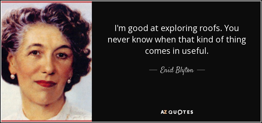 I'm good at exploring roofs. You never know when that kind of thing comes in useful. - Enid Blyton