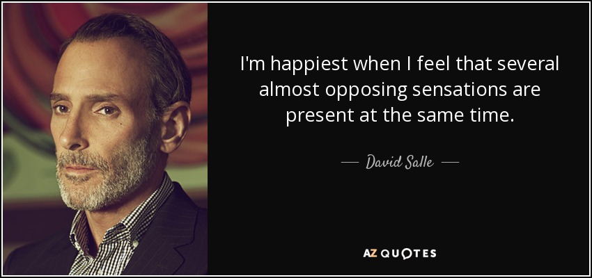 I'm happiest when I feel that several almost opposing sensations are present at the same time. - David Salle