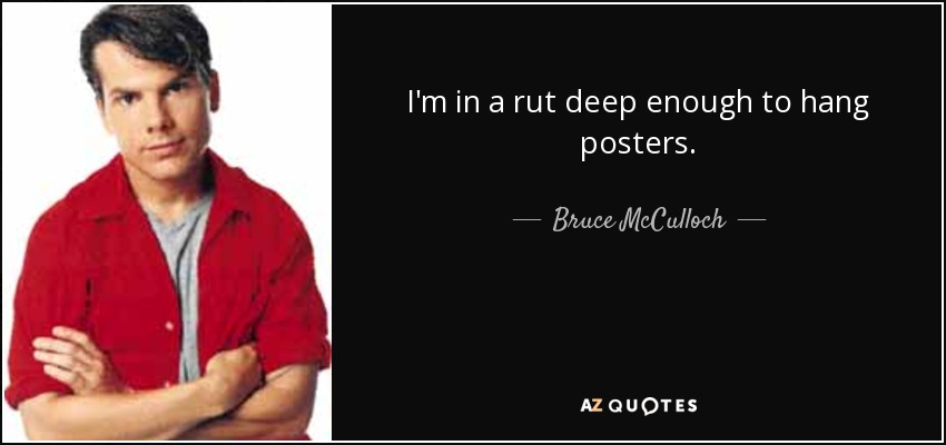 I'm in a rut deep enough to hang posters. - Bruce McCulloch
