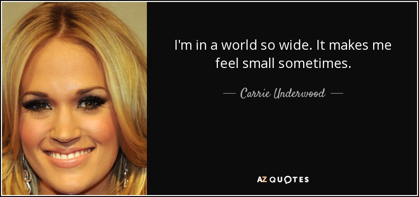 I'm in a world so wide. It makes me feel small sometimes. - Carrie Underwood