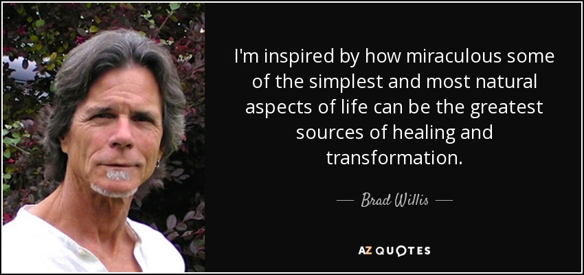 I'm inspired by how miraculous some of the simplest and most natural aspects of life can be the greatest sources of healing and transformation. - Brad Willis