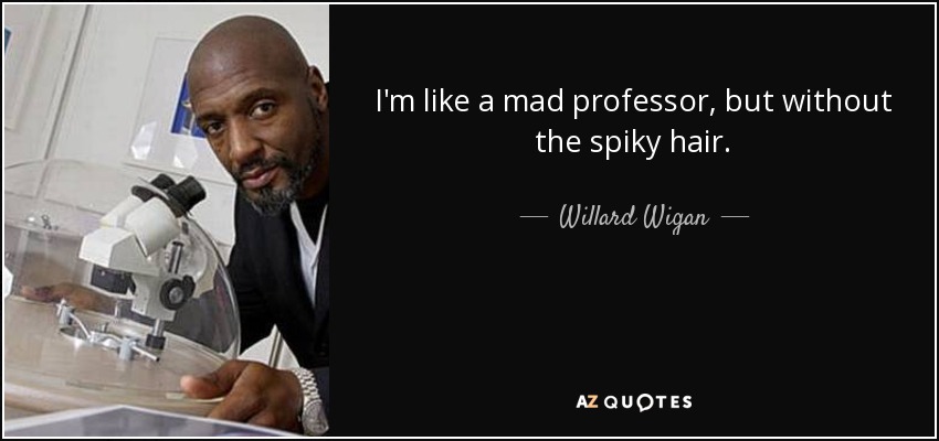I'm like a mad professor, but without the spiky hair. - Willard Wigan