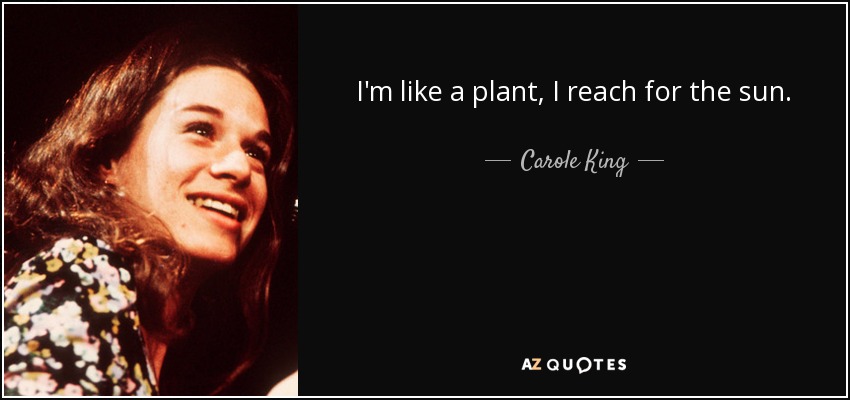 I'm like a plant, I reach for the sun. - Carole King
