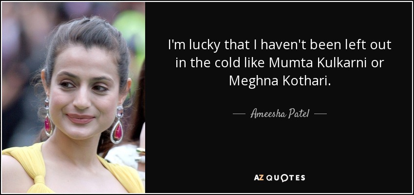 I'm lucky that I haven't been left out in the cold like Mumta Kulkarni or Meghna Kothari. - Ameesha Patel